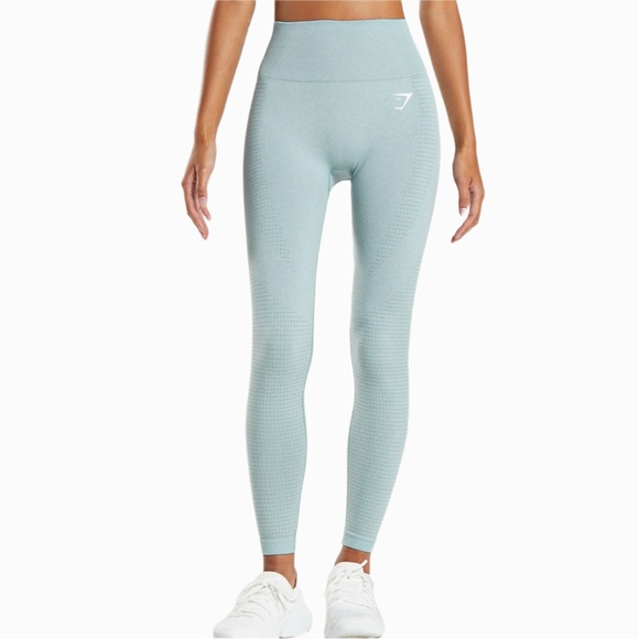 Gymshark Pants - Gymshark Vital Seamless Leggings Light Blue Teal Gray High Waisted Scrunch Women